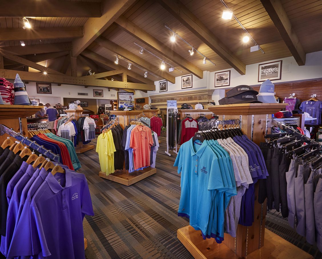 PHXTCPR_GolfShop Golf shop with colorful displays of retail apparel and golf accessories